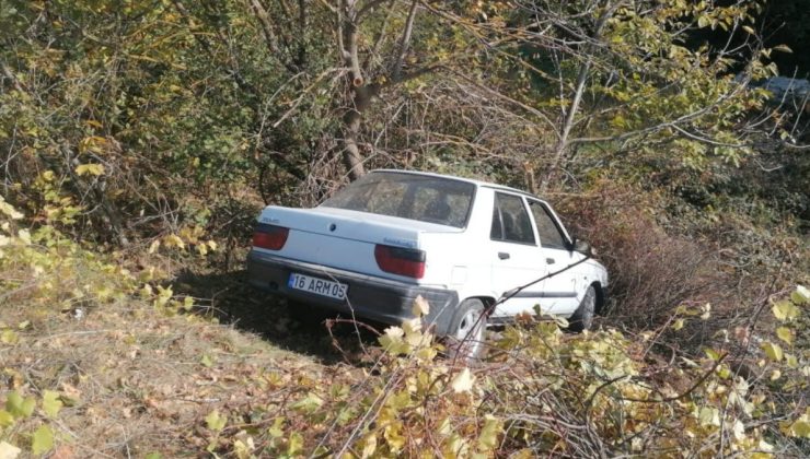 Bursa’da çalındı sanılan otomobil dere yatağına düşmüş