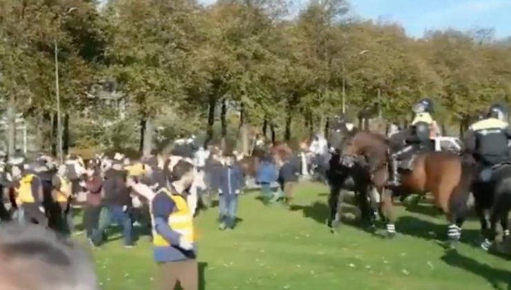 Hollanda polisi PKK yandaşlarını atla ezdi