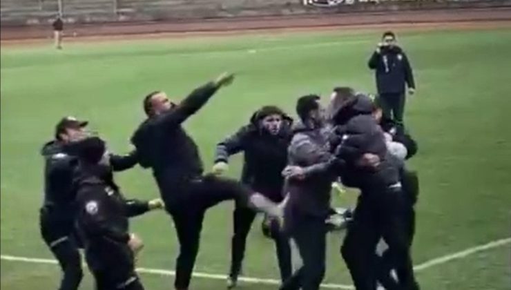 Yalova’da kulüp başkanı, sahaya girerek saldırdığı rakip futbolcu ile barıştı