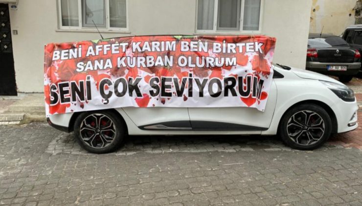 Samsun’da ‘beni affet’ afişli aracın sahibi aranıyor